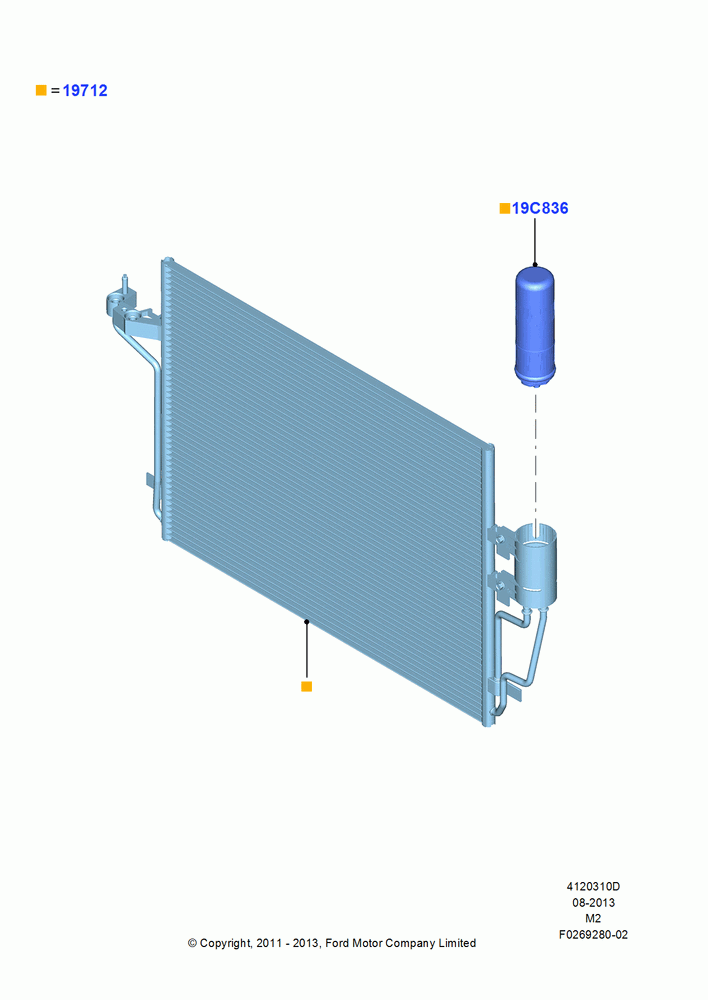 10D - Air Conditioning Condensr/Compressr, 2.0L EcoBoost (240PS) - MI4, Condenser Assy; 09/APR/2012-21/MAR/2016