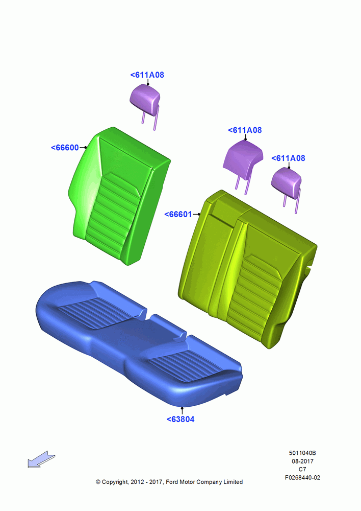 40B - Rear Seat Covers, Less Rear Seat Center Armrest; 13/AUG/2012-04/APR/2016