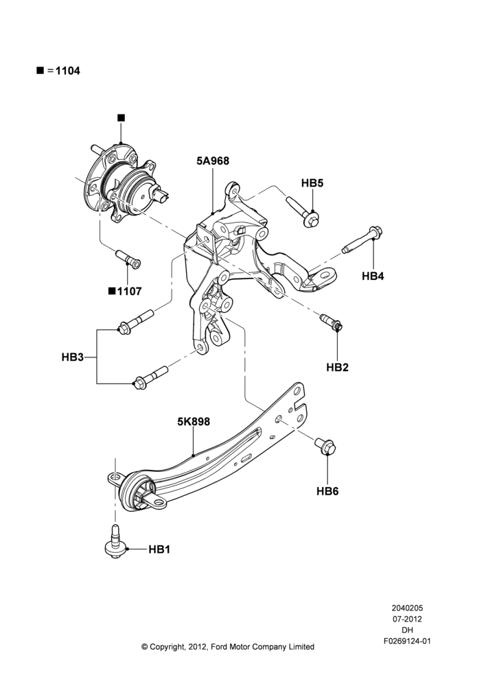 05B - Rear Knuckle and Suspension Arms, 2.0L EcoBoost (240PS); 30/JUL/2012-04/MAY/2018