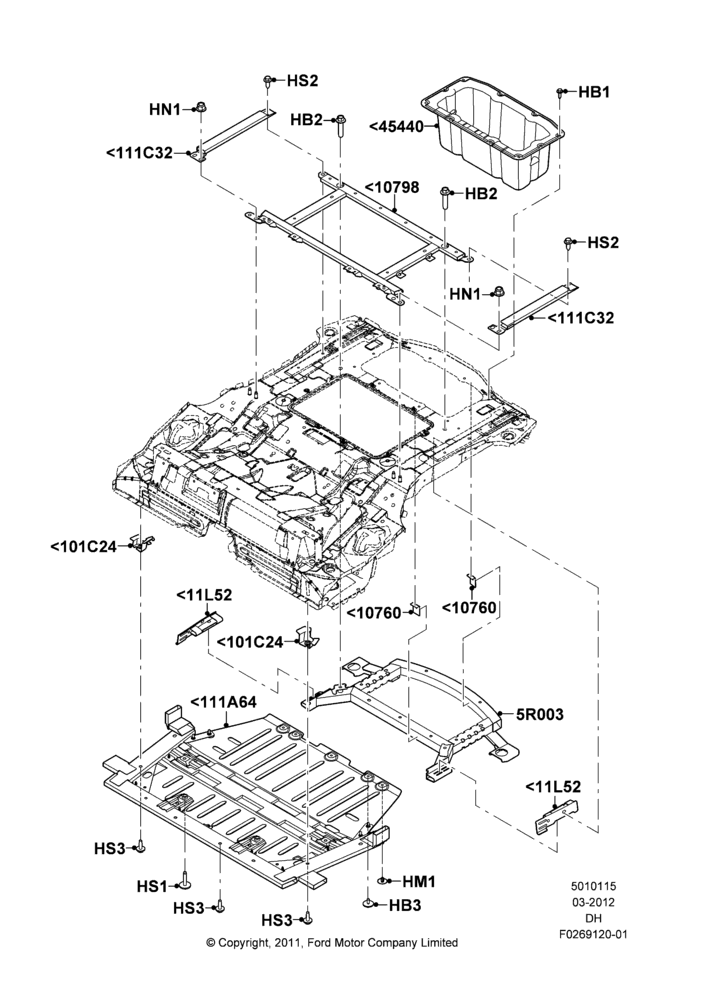 15D - Floor Pan - Center and Rear, BEV Version, Floor Reinforcements; 19/MAR/2012-04/MAY/2018