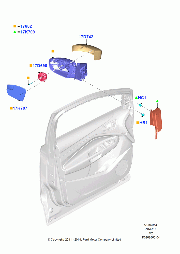05A - Exterior Rear View Mirror, Dual Power Adjust/Heated/Blind Spot, Dual Power With Integrated Spotter; 09/APR/2012-13/AUG/2019