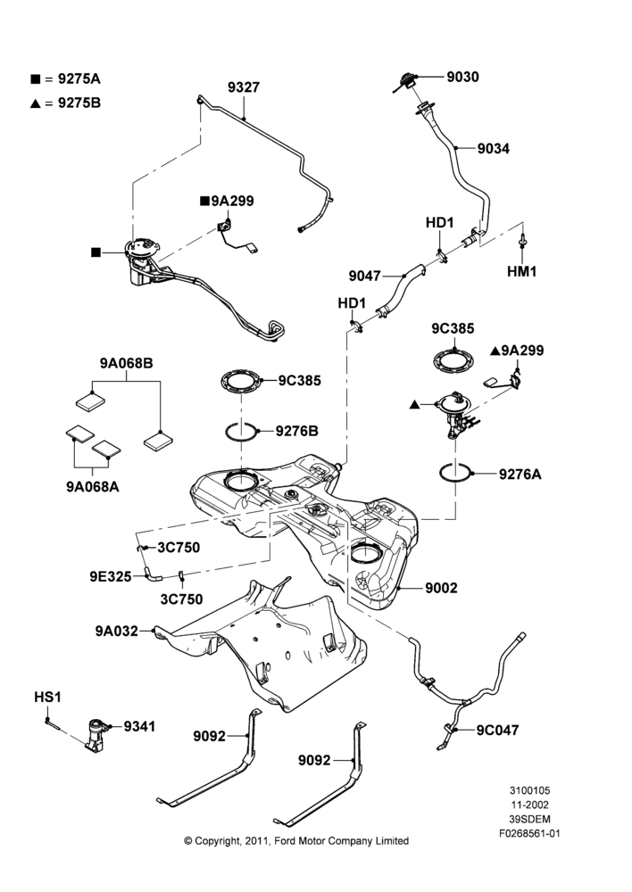 05D - Fuel Tank, 3.9L Dohc EFI NA V8 Gas*HP; 18/NOV/2002-18/JUL/2005