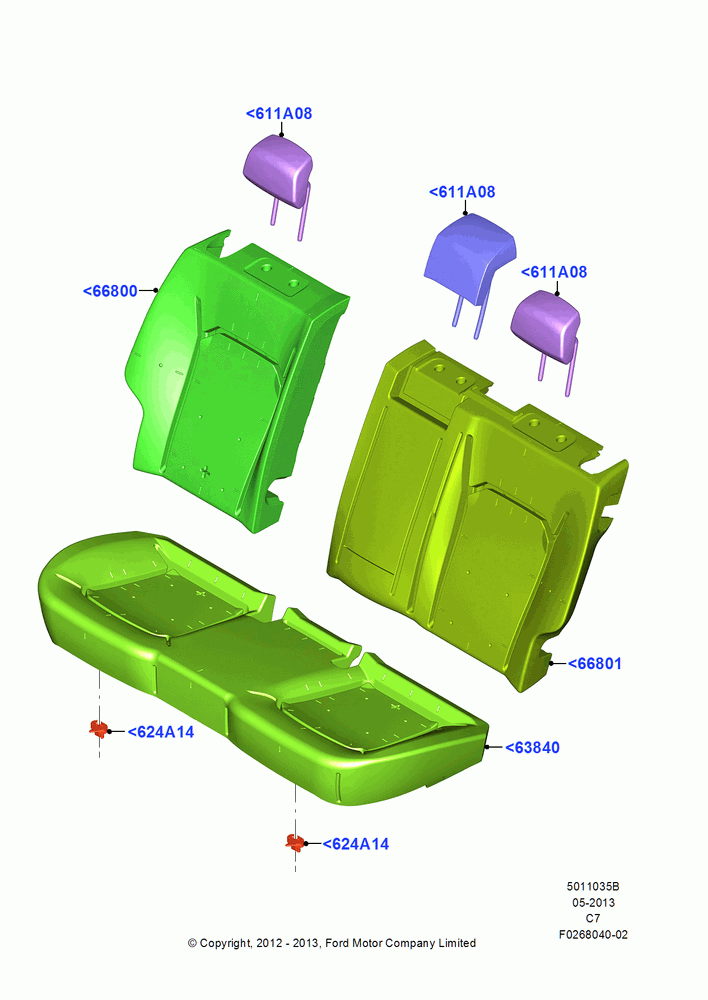 35B - Rear Seat Pads/Valances & Heating, Less Rear Seat Center Armrest, With Low Back Front Seats; 13/AUG/2012