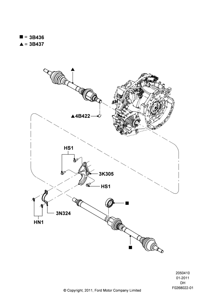 10B - Drive Shaft - Front Axle Drive, 6 Speed Auto Transmission DPS6; 31/JAN/2011-04/MAY/2018