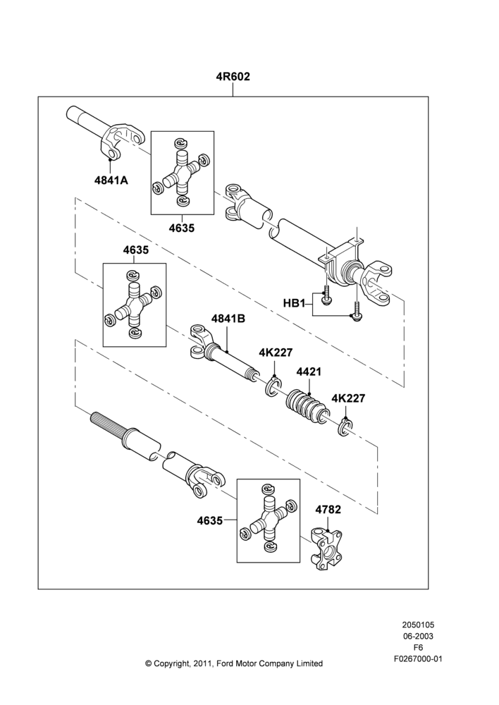 05AL - Drive Shaft - Rear Axle Drive, 139"/3531MM Wheelbase, 2WD, 5.4L 3V V8, Multiple Piece Driveshaft; 02/JUN/2003-29/NOV/2004