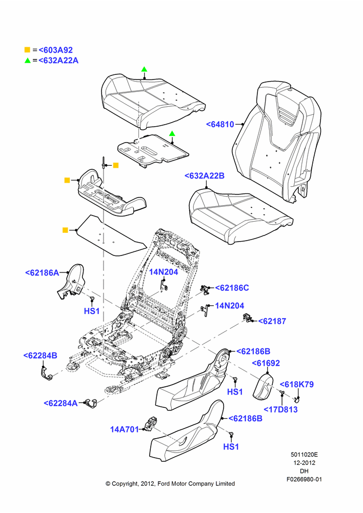 20E - Front Seat Pads/Valances & Heating, Less Temp Control Driver Seat, Less Temp Control Passenger Seat, With Recaro Front Seat; 30/JUL/2012-08/DEC/2014