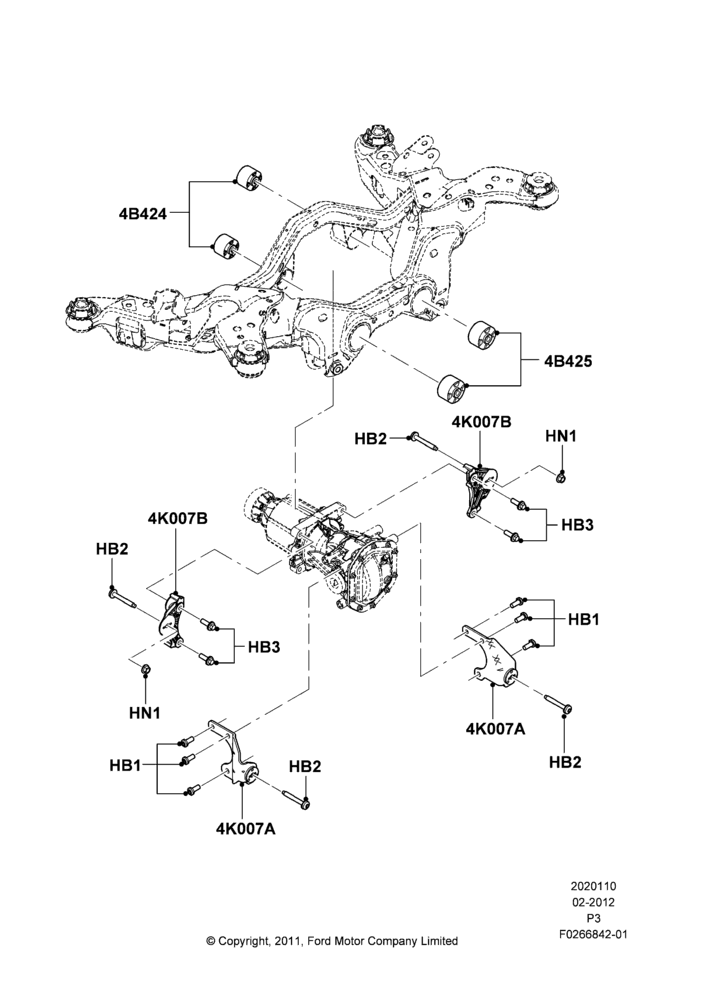 10C - Rear Differential Mounting, 3.5L DOHC T/C V6 Gas, LHD 4WD (FTD); 29/FEB/2012-03/DEC/2012
