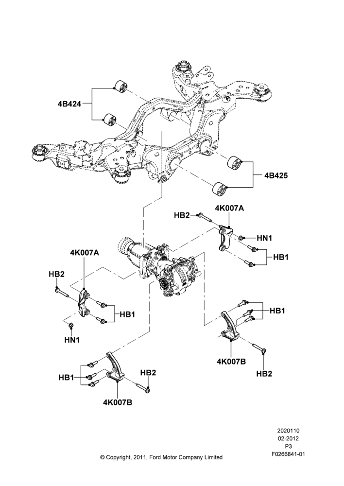 10B - Rear Differential Mounting, 3.5L Cyclone V6 Petrol TIVCT, LHD 4WD (FTD); 29/FEB/2012-03/DEC/2012