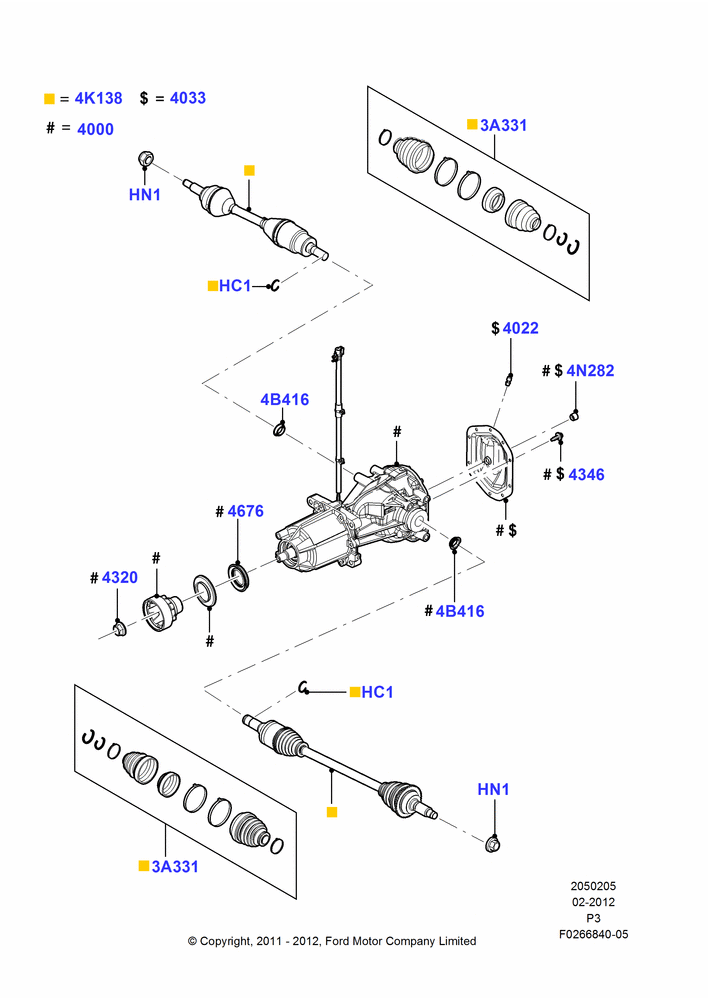 05C - Rear Axle, 3.5L DOHC T/C V6 Gas, LHD 4WD (FTD); 29/FEB/2012-03/DEC/2012