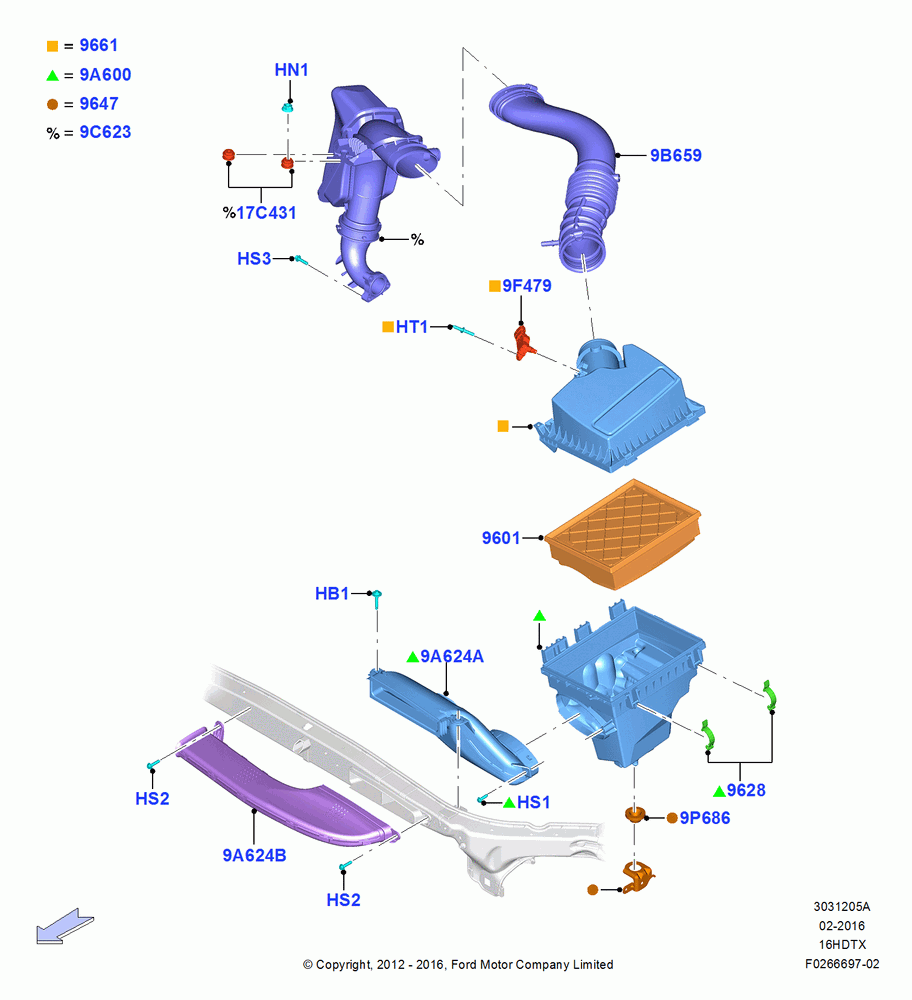 05A - Air Cleaner, 1.6L PI TC I4 ETHNL; 13/AUG/2012-14/JUL/2014