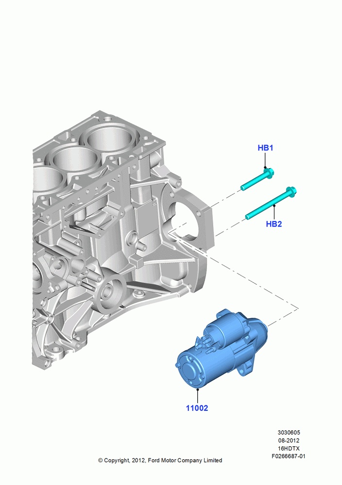 05A - Starter Motor, 1.6L PI TC I4 ETHNL; 13/AUG/2012-14/JUL/2014