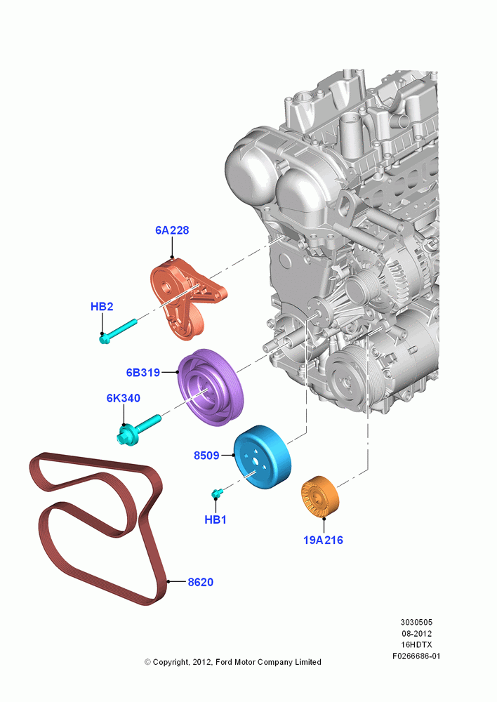 05A - Pulleys and Drive Belts, 1.6L PI TC I4 ETHNL; 13/AUG/2012-14/JUL/2014