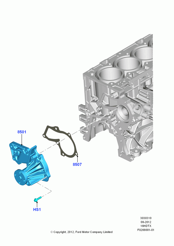 10A - Water Pump, 1.6L PI TC I4 ETHNL; 13/AUG/2012-14/JUL/2014