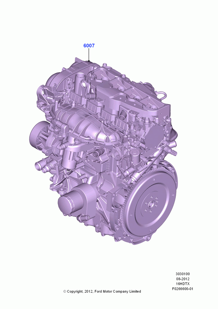 00A - Engine Assy Fully Dressed, 1.6L PI TC I4 ETHNL; 13/AUG/2012-14/JUL/2014