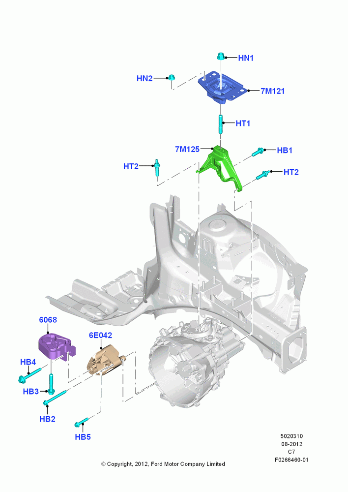 10B - Transmission Mounting, 6 Speed Manual Trans - B6; 13/AUG/2012-20/NOV/2014