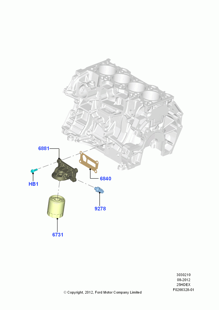 10B - Oil Cooler and Filter, 2.5L Duratec (110kW/150PS), 2.5L Duratec FFV (125kW/170PS); 13/AUG/2012