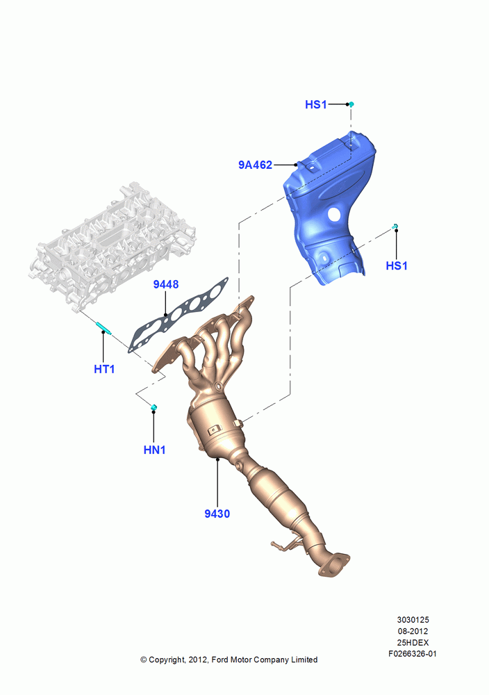 25B - Exhaust Manifold, 2.5L Duratec (110kW/150PS), 2.5L Duratec FFV (125kW/170PS); 13/AUG/2012