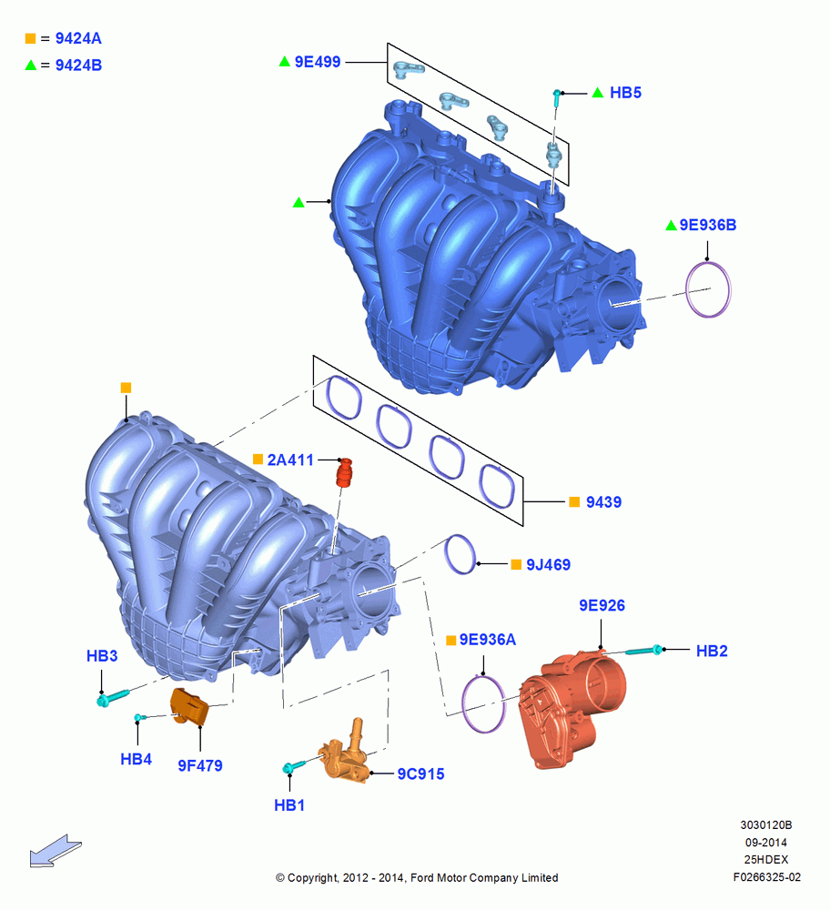20B - Intake Manifold, 2.5L Duratec (110kW/150PS), 2.5L Duratec FFV (125kW/170PS); 13/AUG/2012