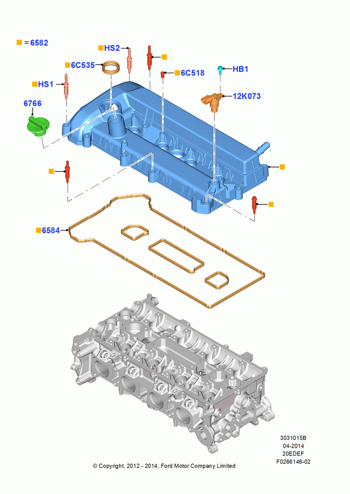 15B - Cylinder Head Cover, 2.0L Duratec Hybrid (130kW); 13/AUG/2012