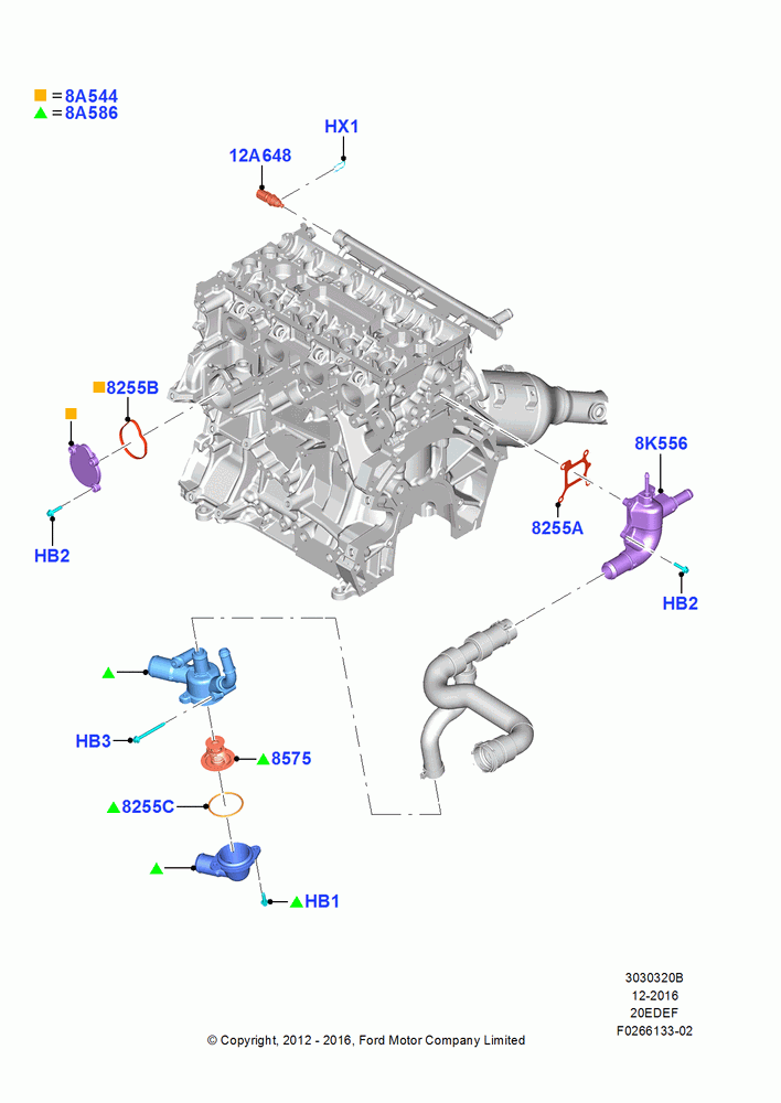20B - Thermostat/Housing & Related Parts, 2.0L Duratec Hybrid (130kW); 13/AUG/2012