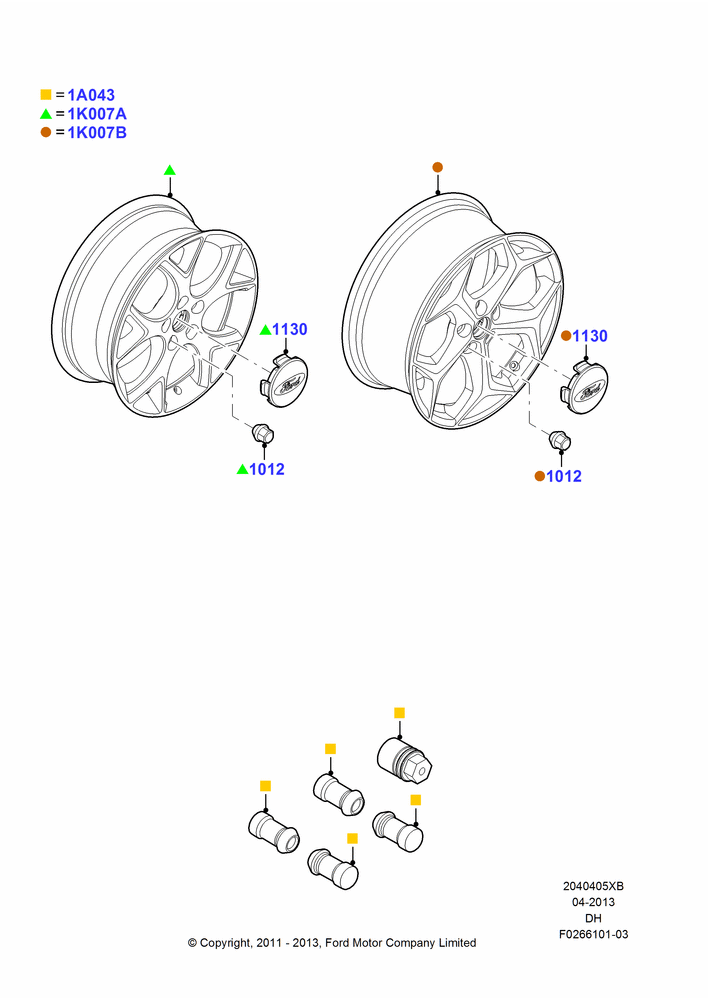 05XB - Wheels, Accessory, Additional Parts May Be Required, Refer To The Installation Instructions Found Under Tech Specs At The Genuine Ford Accessory (GFA) Web Site, See Vehicle Restrictions And Modification Requirements; 30/JUL/2012-08/JUL/2013