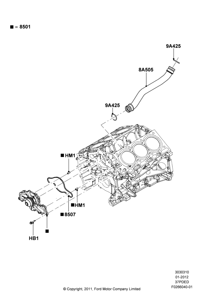 10J - Water Pump, 3.7L DOHC V6 Gas.; 02/JAN/2012-24/DEC/2014