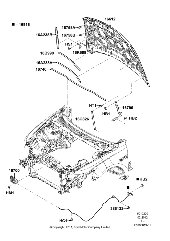 20C - Hood and Related Parts, 3.5L DOHC T/C V6 Gas; 06/FEB/2012-01/MAR/2019