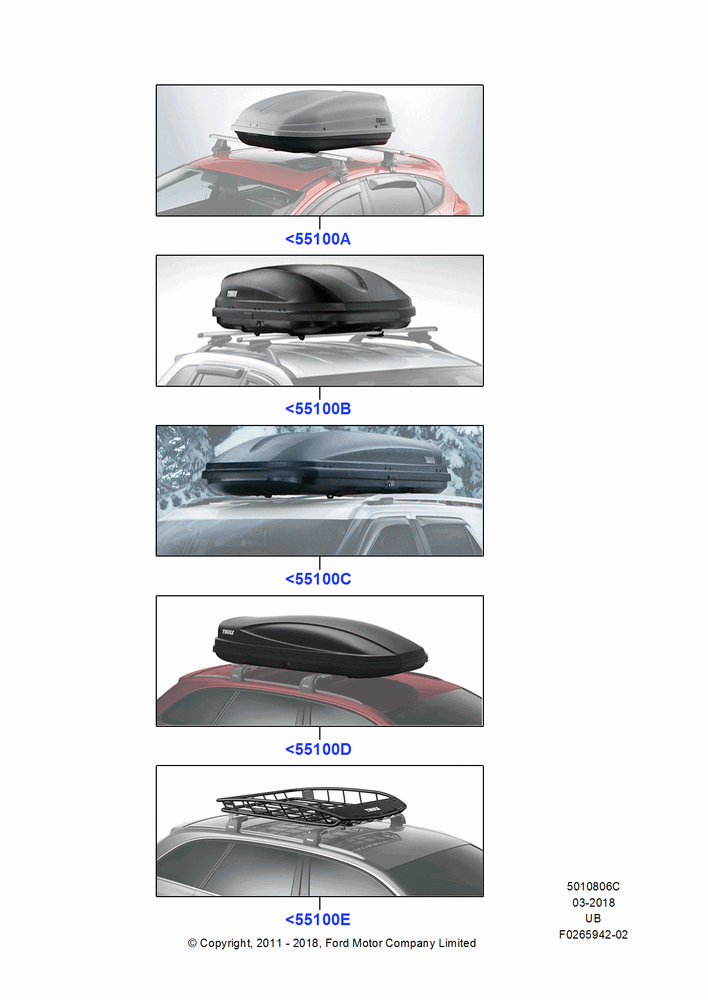 06C - Accessory Roof Rack Mounting Kits, Cargo Basket, Cargo Box; 01/NOV/2010-03/MAR/2019