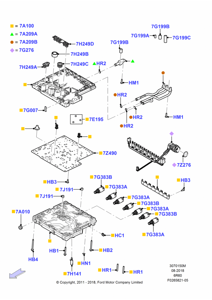 50M - Valve Body - Main Control & Servo's, 6 Speed Auto Transmission (6R140), 6 Speed Auto Trans (6R140), Less 137"/3480MM Wheelbase; 22/FEB/2010-05/JUL/2016