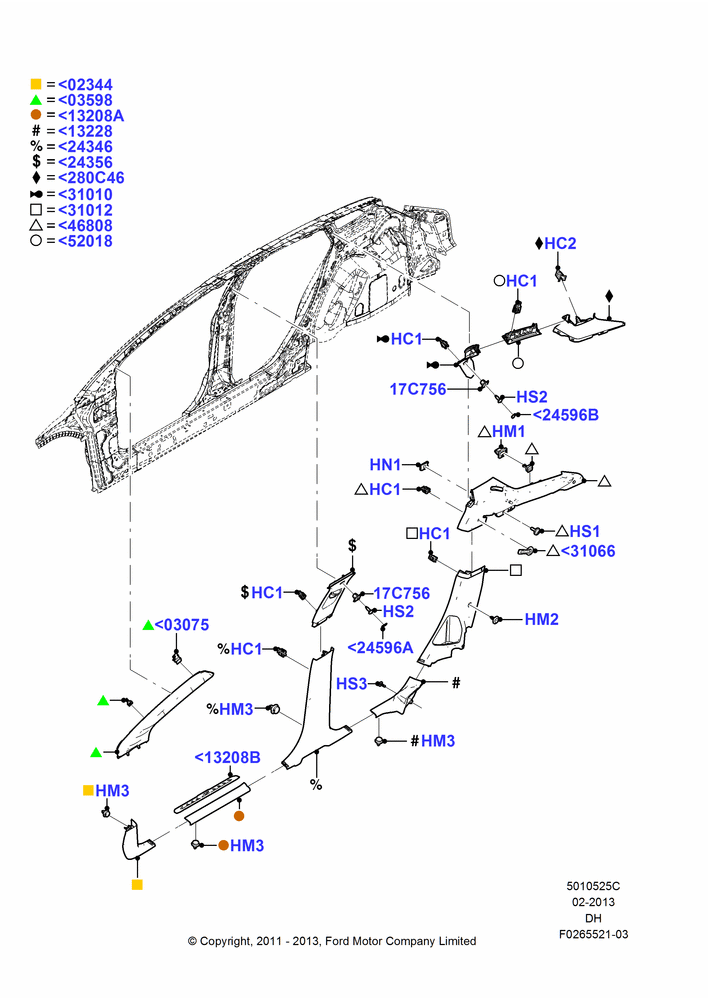 25C - Side Trim, 5 Door Sedan, ST Version; 30/JUL/2012-04/MAY/2018
