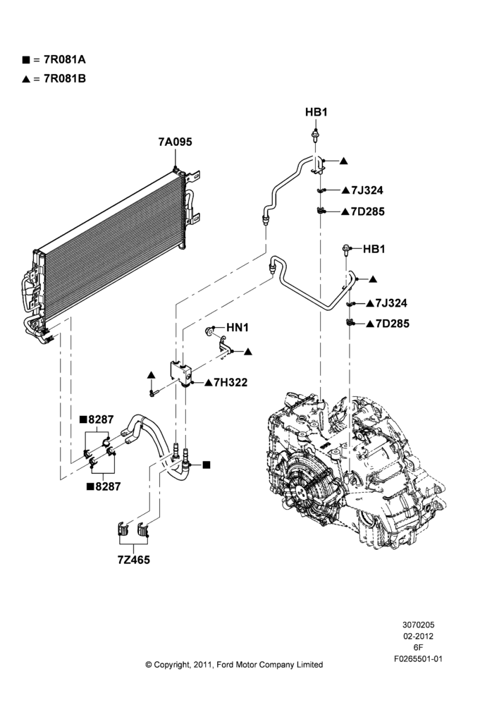 Transmission Cooling Systems, 6 Speed Auto Transmission 6F50, 3.5L DOHC T/C V6 Gas, 6 Speed Auto Transmission 6F55