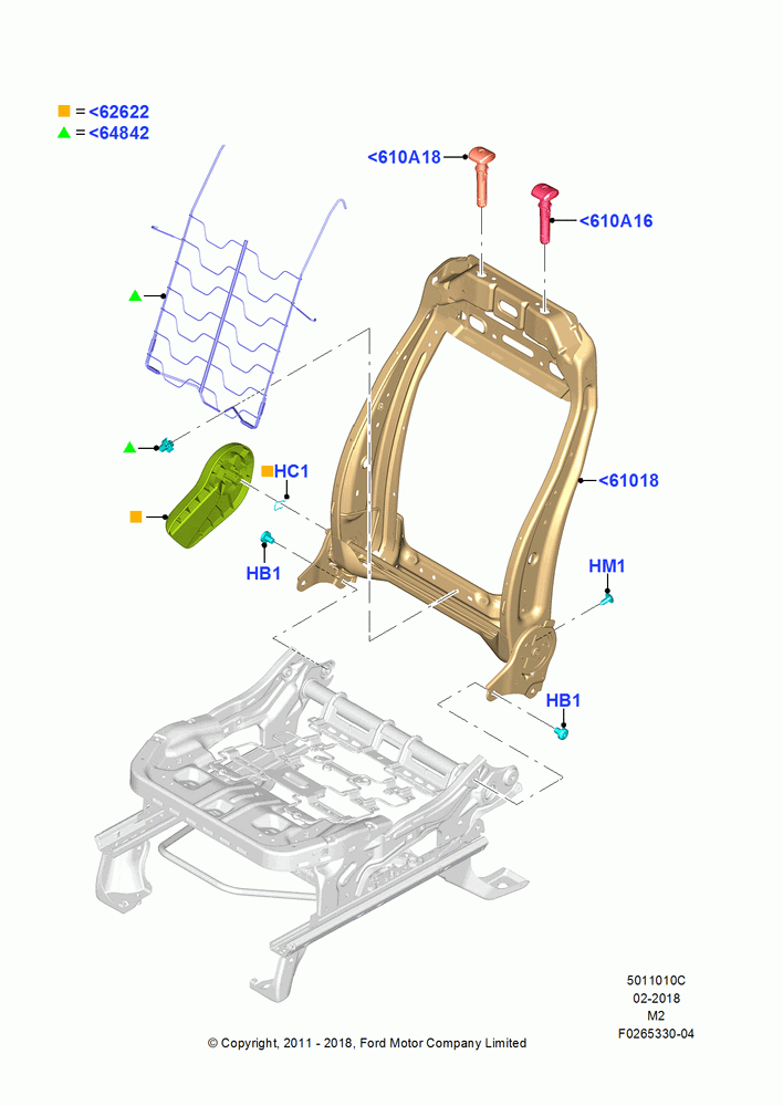 10C - Front Seat Back, With Pass. 4 Way Manual Seat Adjust; 09/APR/2012-13/AUG/2019