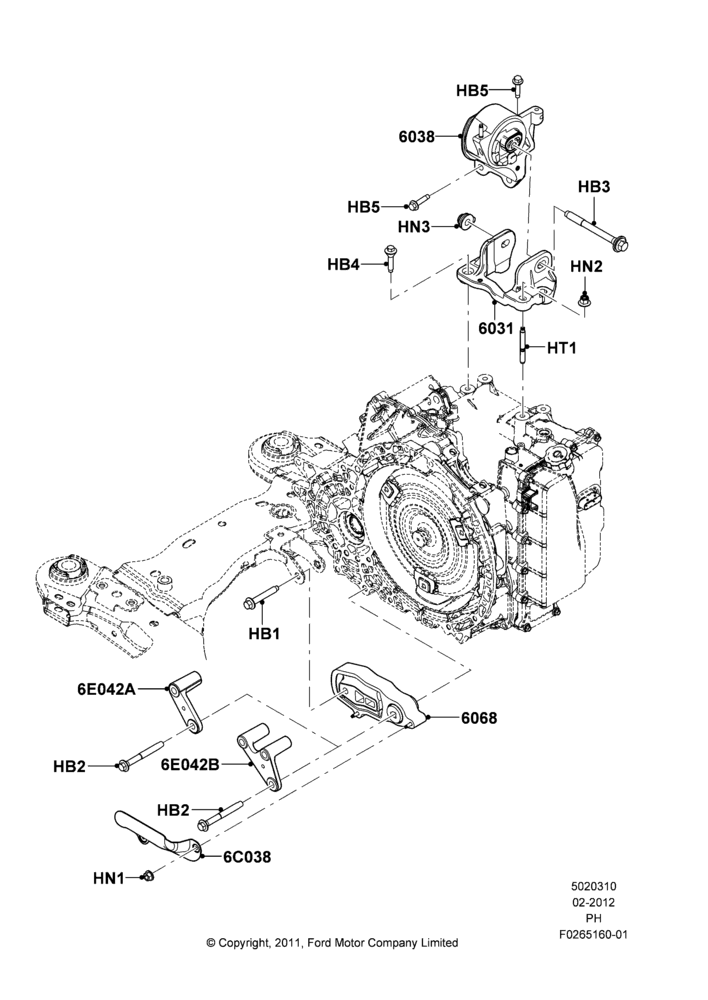 10D - Transmission Mounting, 3.5L Cyclone V6 Petrol TIVCT, 3.7L DOHC V6 Gas.; 06/FEB/2012-01/MAR/2019