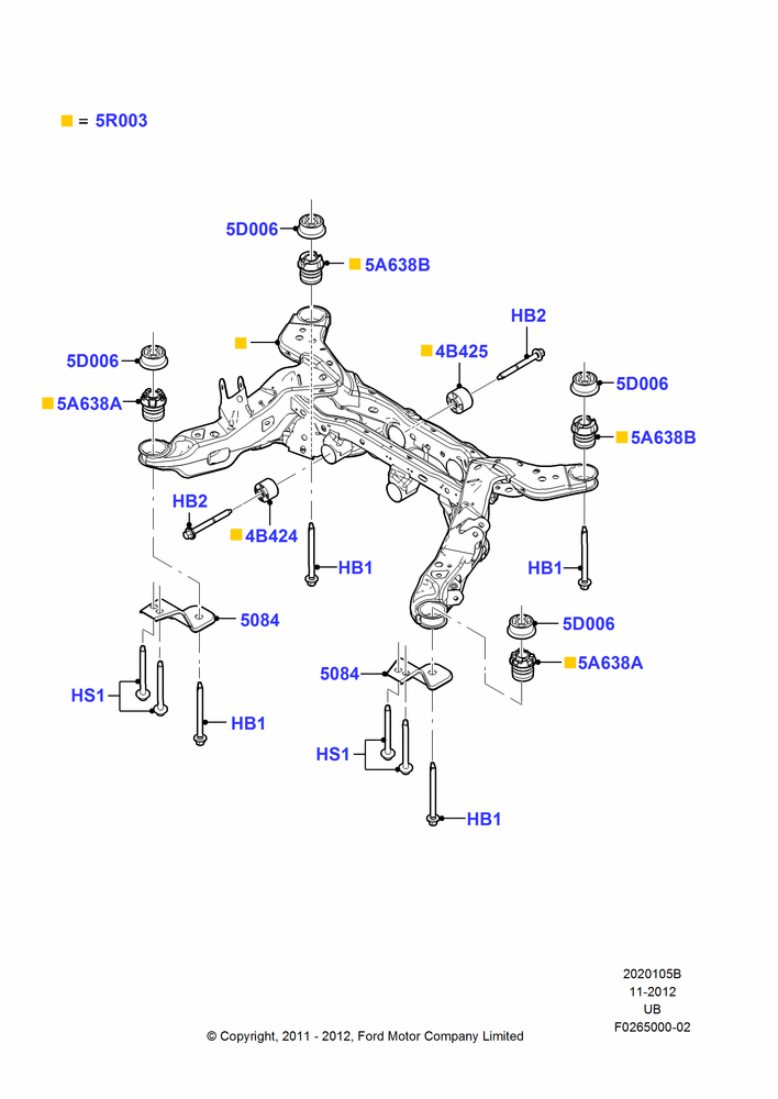 Rear Suspension Frame Mounting, LHD 4WD (FTD)