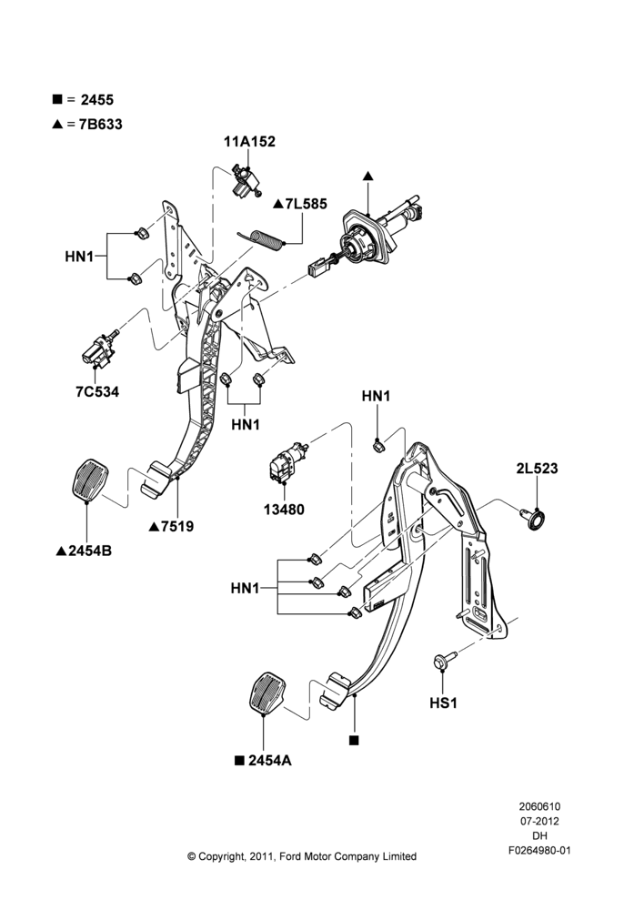 10D - Brake and Clutch Controls, Manual Transmission, Standard Foot Pedal Pad Design; 30/JUL/2012-04/MAY/2018