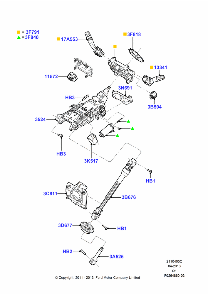 05C - Steering Column, Power Tilt/Telescopic Strg Column; 12/JUL/2010-08/AUG/2011