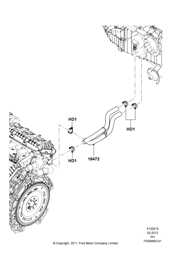 15D - Heater Hoses, 3.5L Cyclone V6 Petrol TIVCT; 06/FEB/2012-01/MAR/2019