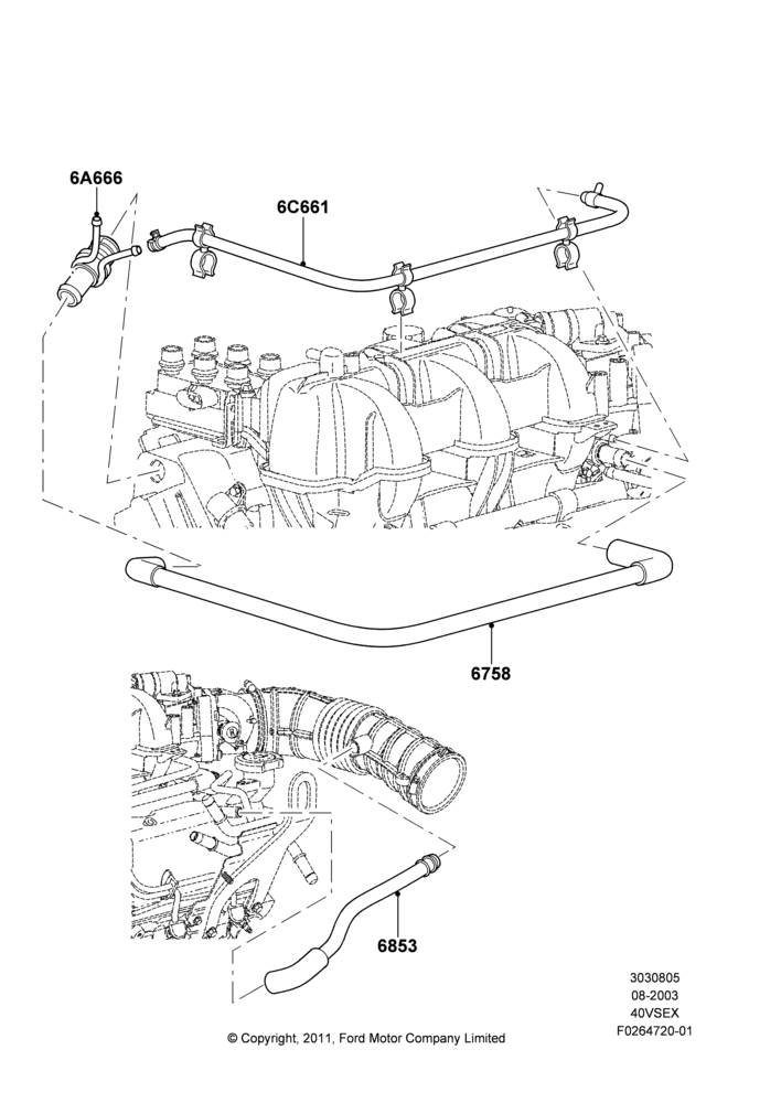 05H - Emission Control - Crankcase, 4.0L V6 12V SOHC EFI; 04/AUG/2003-30/JUN/2005