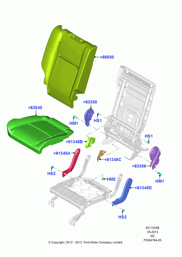 35B - Rear Seat Pads/Valances & Heating, 40% Seat, RH; 09/APR/2012-13/AUG/2019