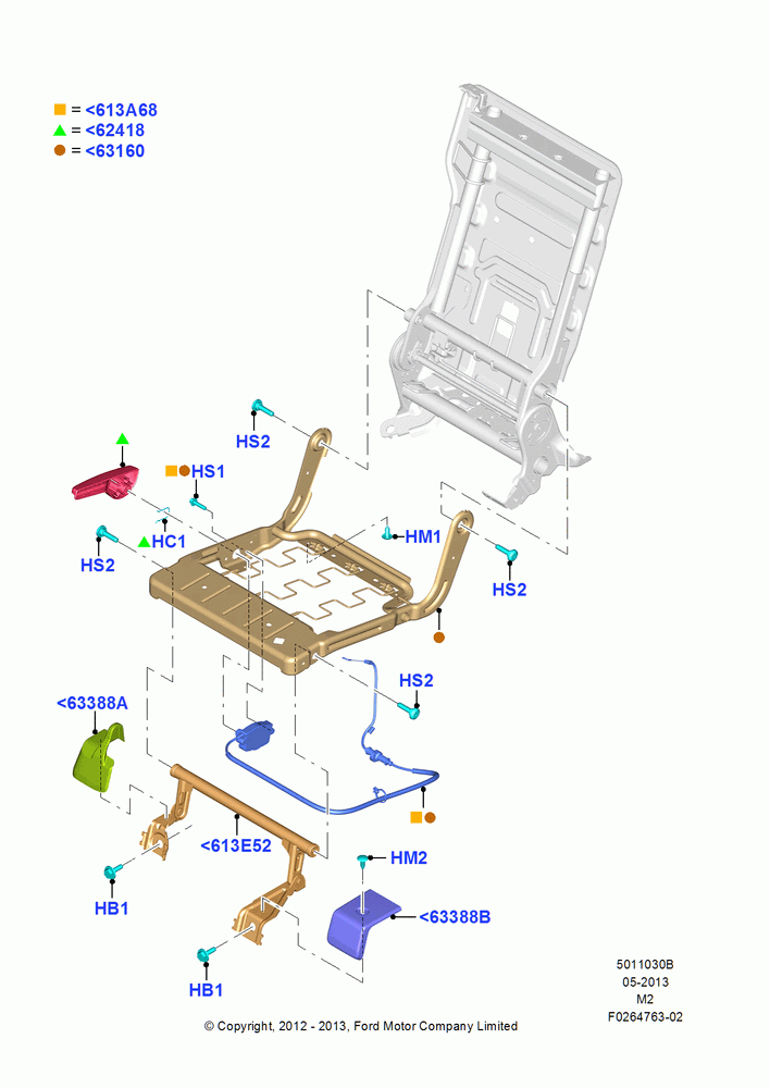 30B - Rear Seat Base, 40% Seat, RH; 09/APR/2012-13/AUG/2019