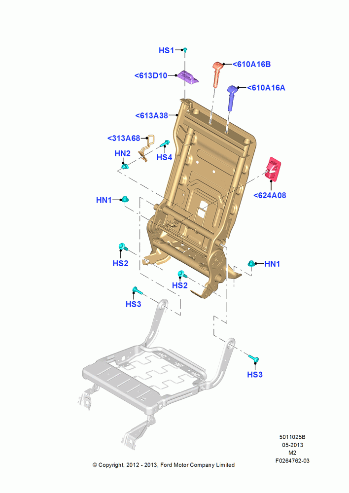 25B - Rear Seat Back, 40% Seat, RH; 09/APR/2012-13/AUG/2019