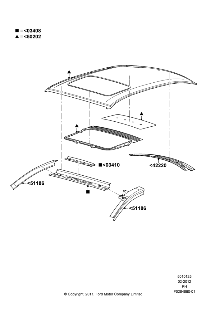 25C - Roof - Sheet Metal, With Tilt & Slide Sunroof; 06/FEB/2012-01/MAR/2019