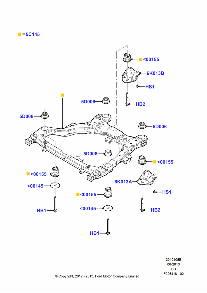 05E - Front Susp.Arms/Stabilizer/X-Member, 3.5L DOHC T/C V6 Gas, Crossmember; 04/SEP/2012-03/MAR/2019