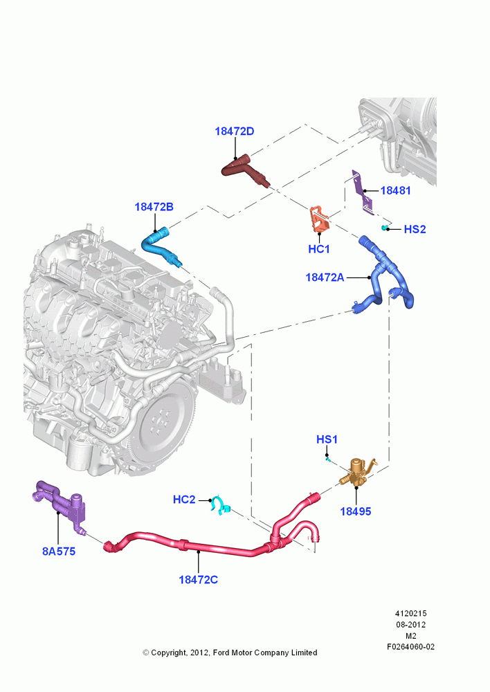15B - Heater Hoses, 2.0L EcoBoost (240PS) - MI4; 09/APR/2012-21/MAR/2016