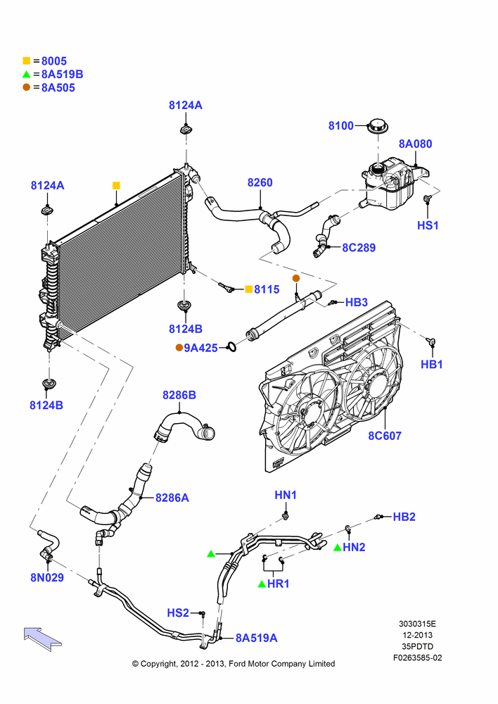 Radiator/Coolant Overflow Container, 3.5L DOHC T/C V6 Gas