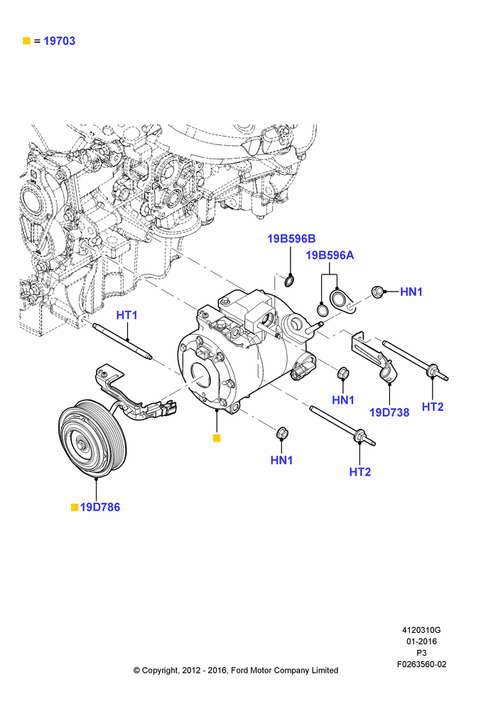 10G - Air Conditioning Condensr/Compressr, 3.5L Cyclone V6 Petrol TIVCT, Compressor Assy; 29/FEB/2012