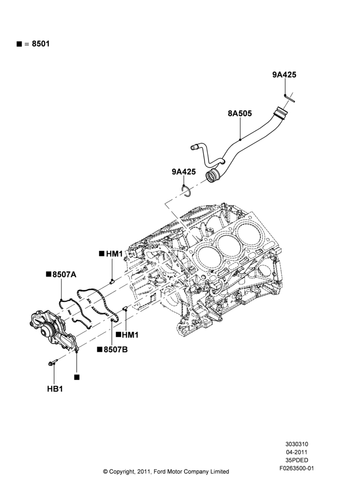 Water Pump, 3.5L Cyclone V6 Petrol TIVCT