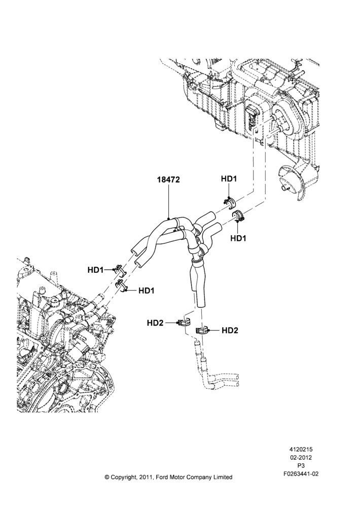 15D - Heater Hoses, 3.5L DOHC T/C V6 Gas; 29/FEB/2012