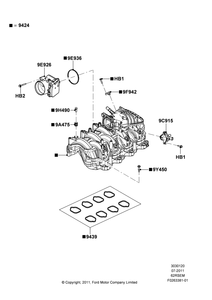 20D - Intake Manifold, 6.2L 16V OHC NA V8 Gas, Gaseous Fuel Prep Pack 2; 25/JUL/2011-21/AUG/2015