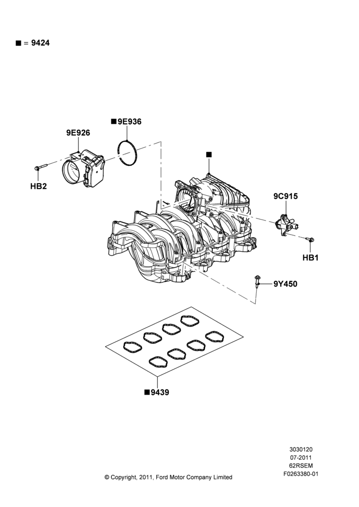 20C - Intake Manifold, 6.2L 16V OHC NA V8 Gas, Less Gaseous Prep Pack; 25/JUL/2011-21/AUG/2015